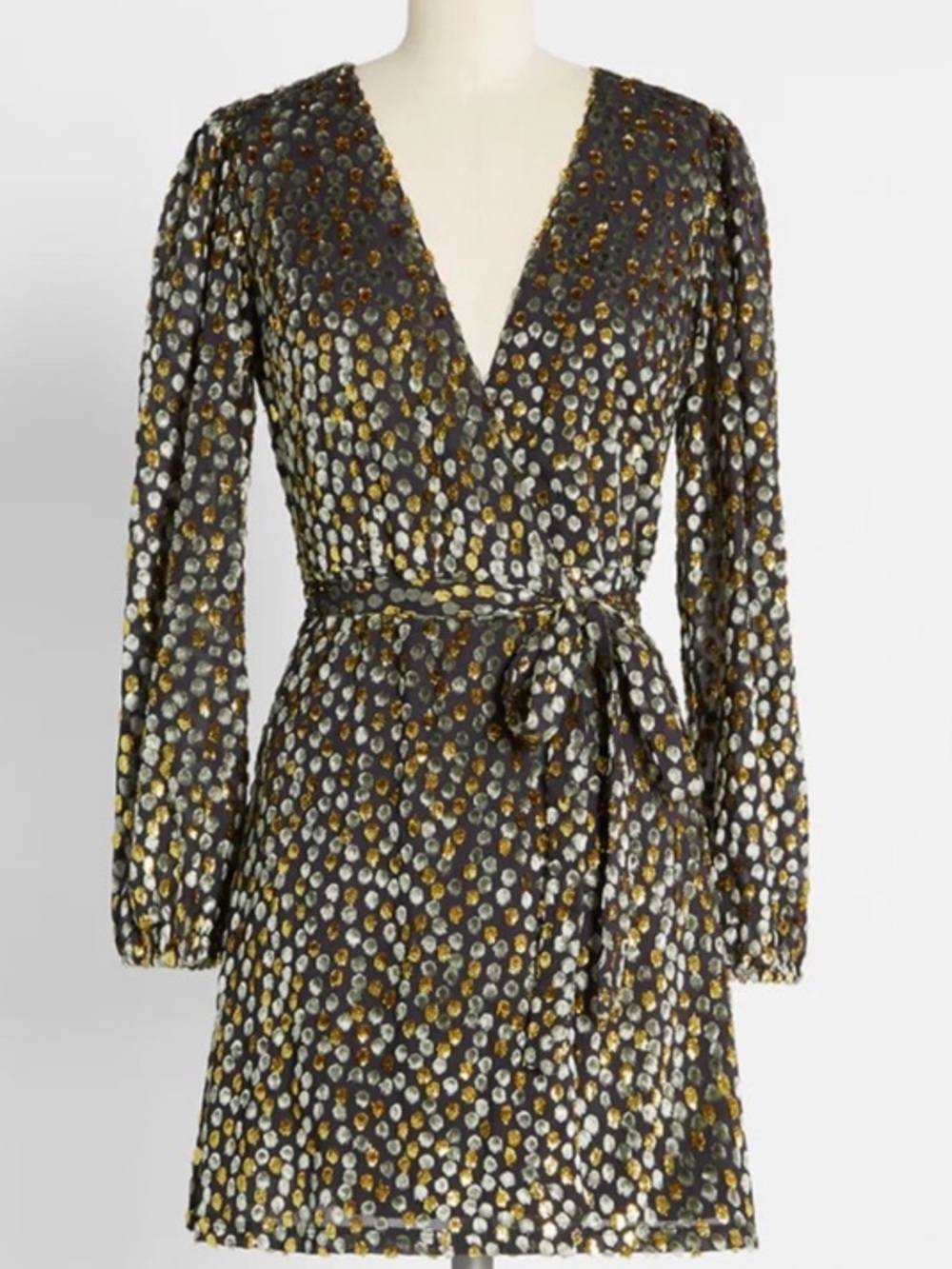 MODCLOTH  Before the Glitter Fades Metallic Wrap Dress